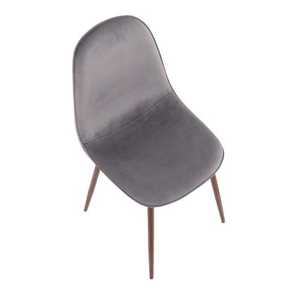 Walnut Metal, Grey Velvet Pebble Chair - Set of 2