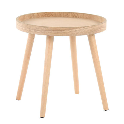 Natural Wood Pebble Side Table Set
