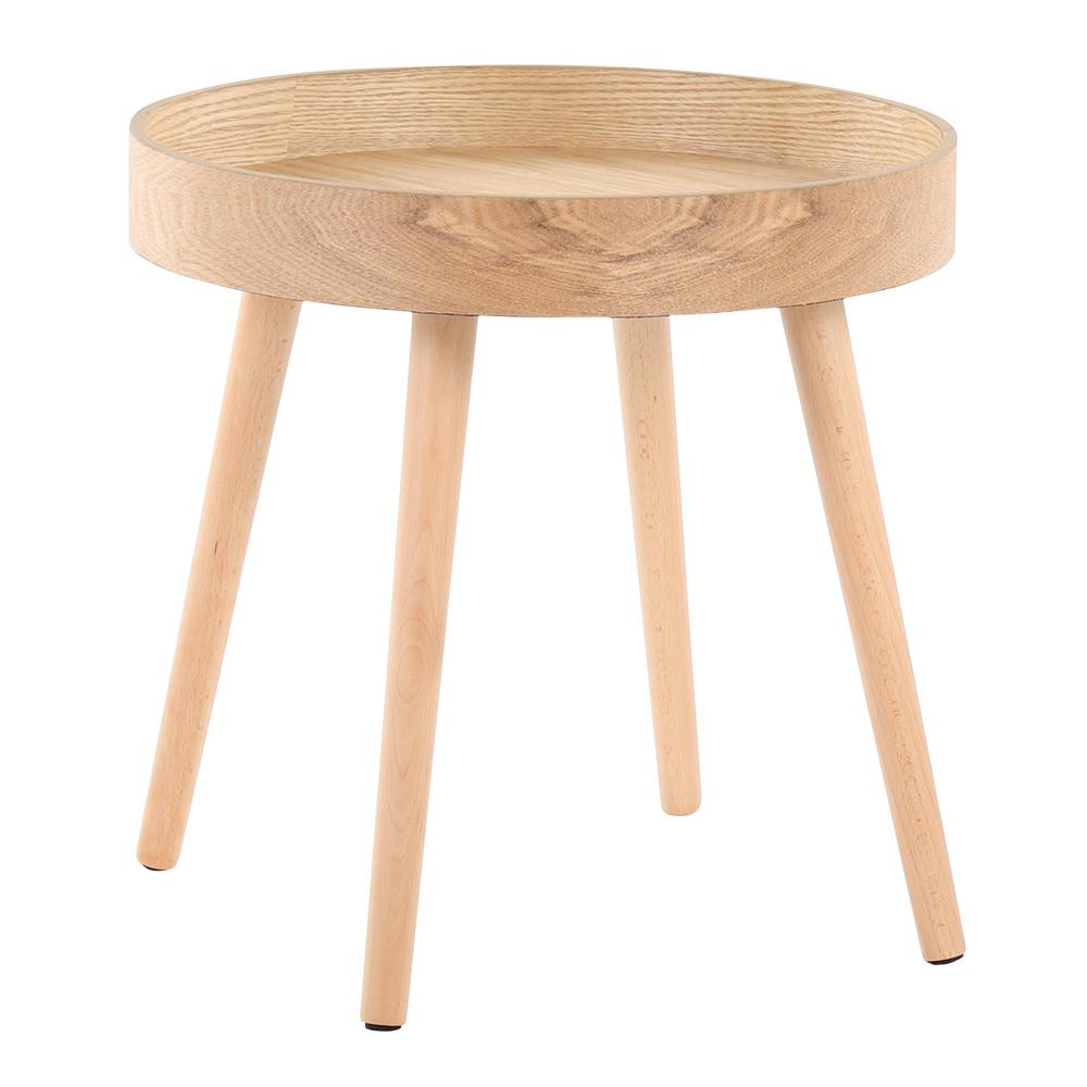 Natural Wood Pebble Side Table Set