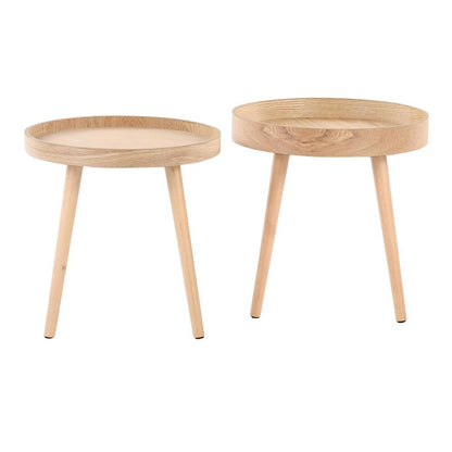 Natural Wood Pebble Side Table Set