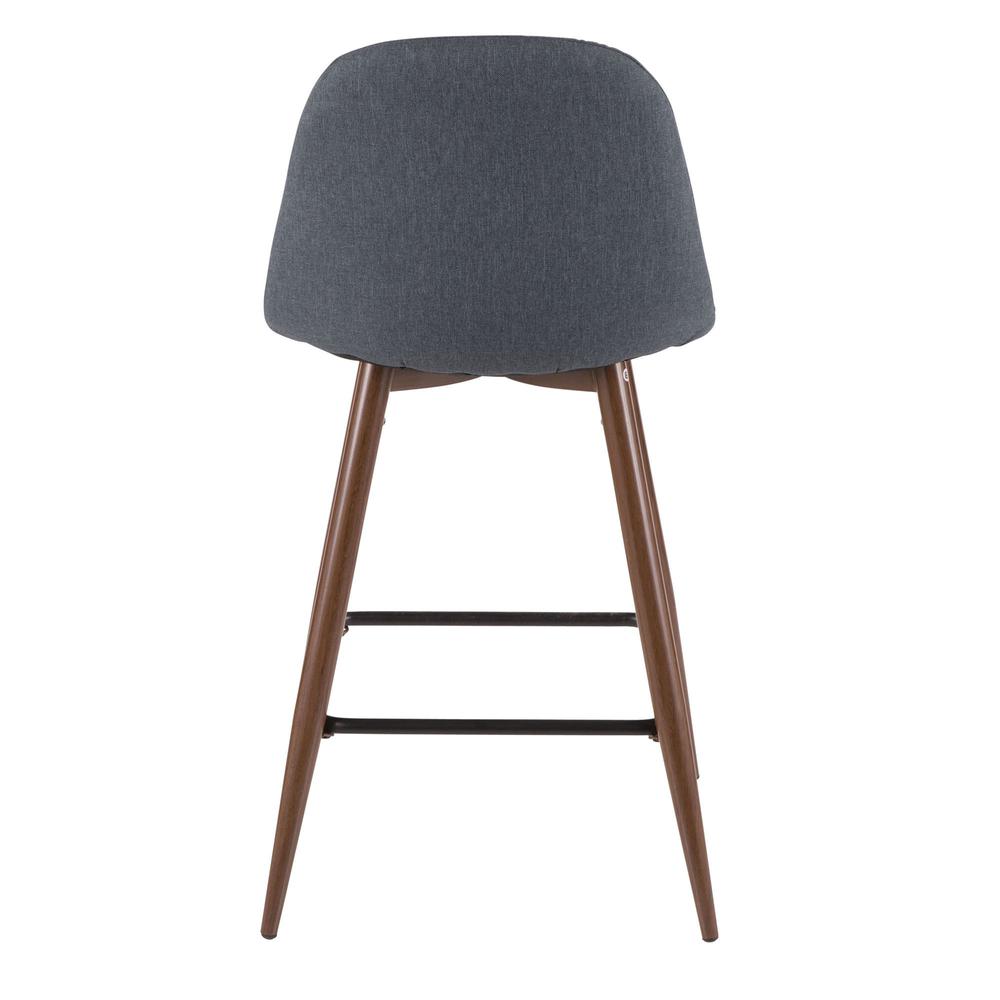 Pebble Mid-Century Modern Counter Stool in Walnut and Blue - Set of 2