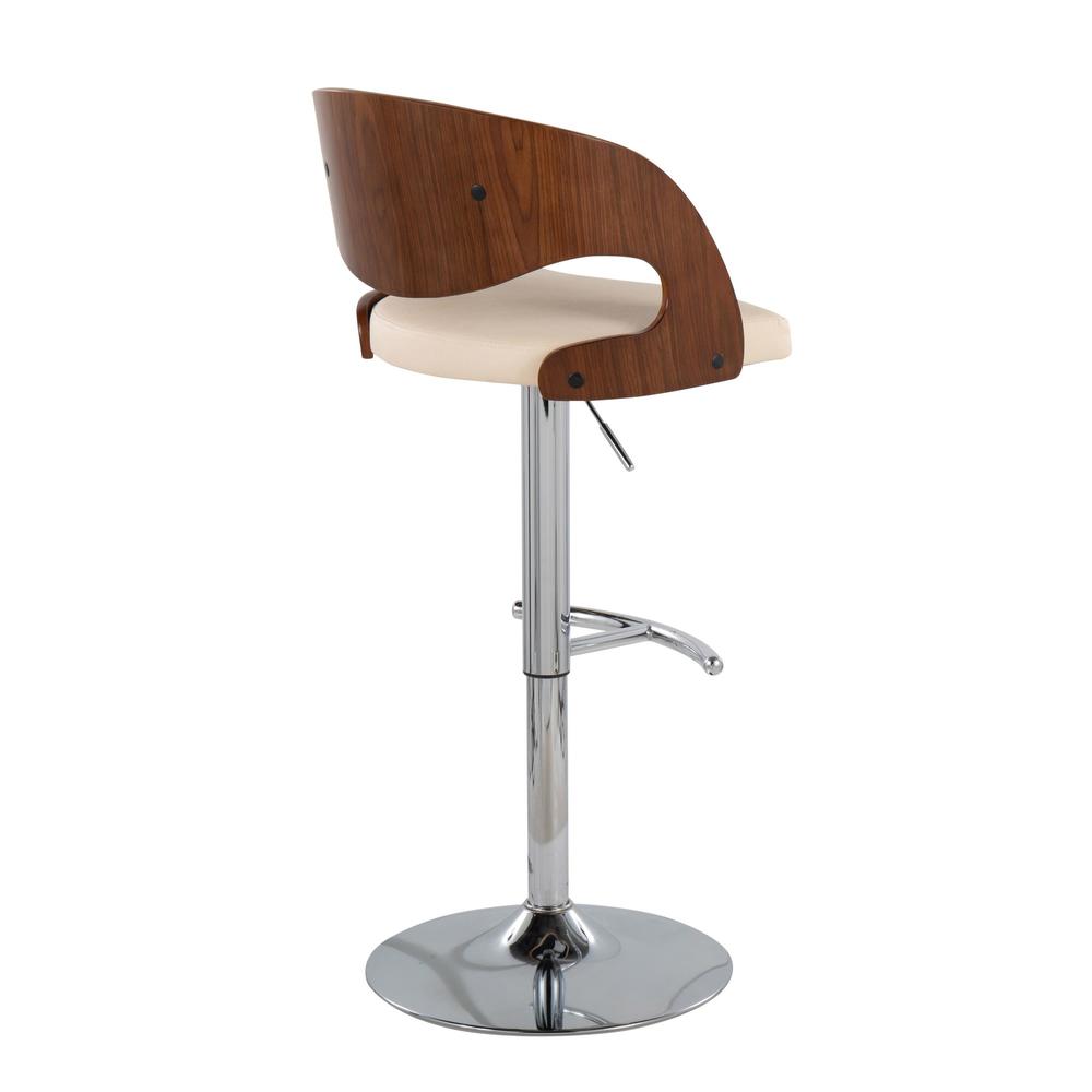Chrome, Walnut Wood, Cream PU Pino Barstool - Set of 2