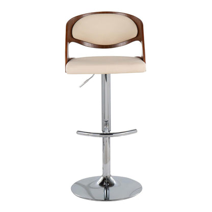 Chrome, Walnut Wood, Cream PU Pino Barstool - Set of 2