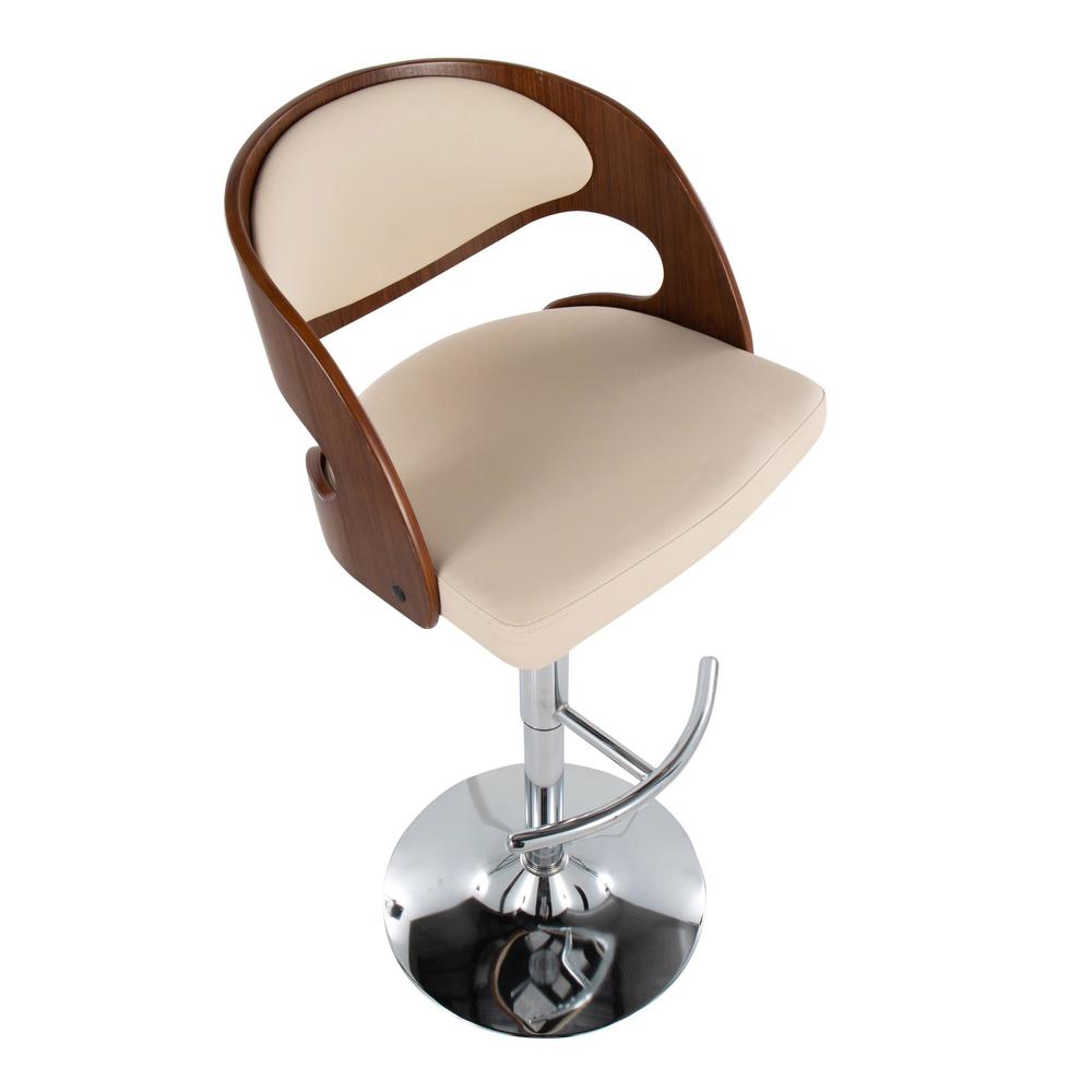Chrome, Walnut Wood, Cream PU Pino Barstool - Set of 2