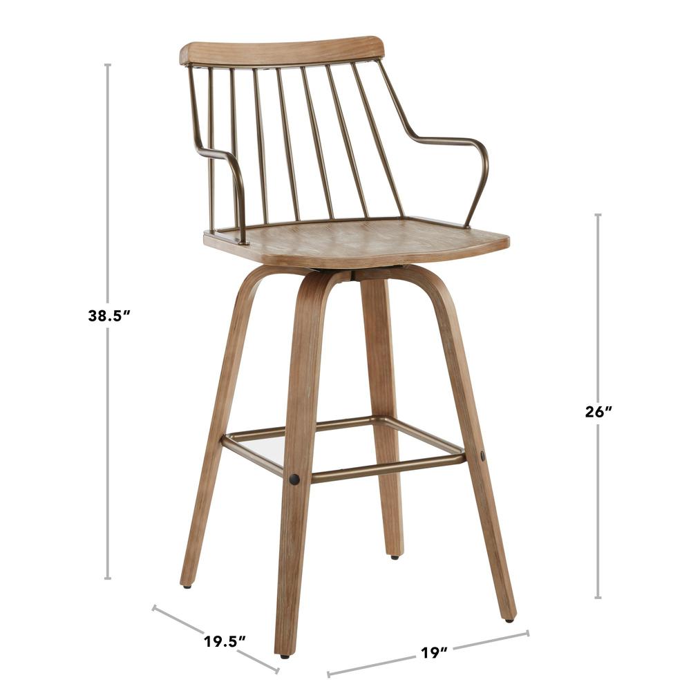 White Washed Wood, Antique Copper Metal Preston Counter Stool
