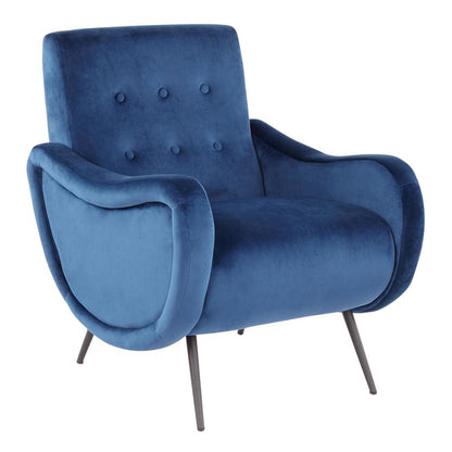 Black Metal, Blue Velvet Rafael Lounge Chair
