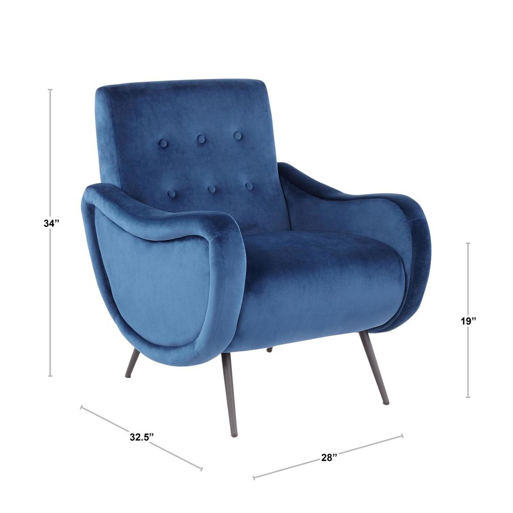 Black Metal, Blue Velvet Rafael Lounge Chair