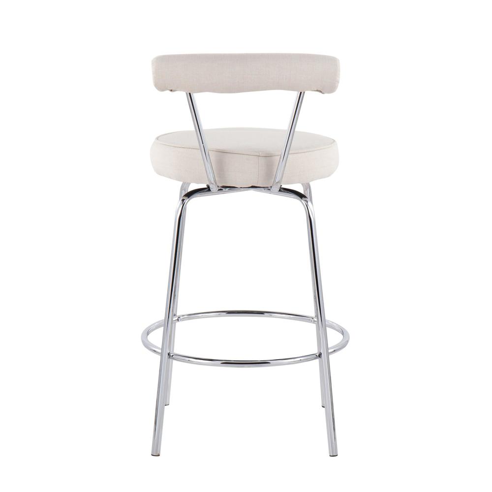 Chrome, Cream Fabric Rhonda Counter Stool - Set of 2