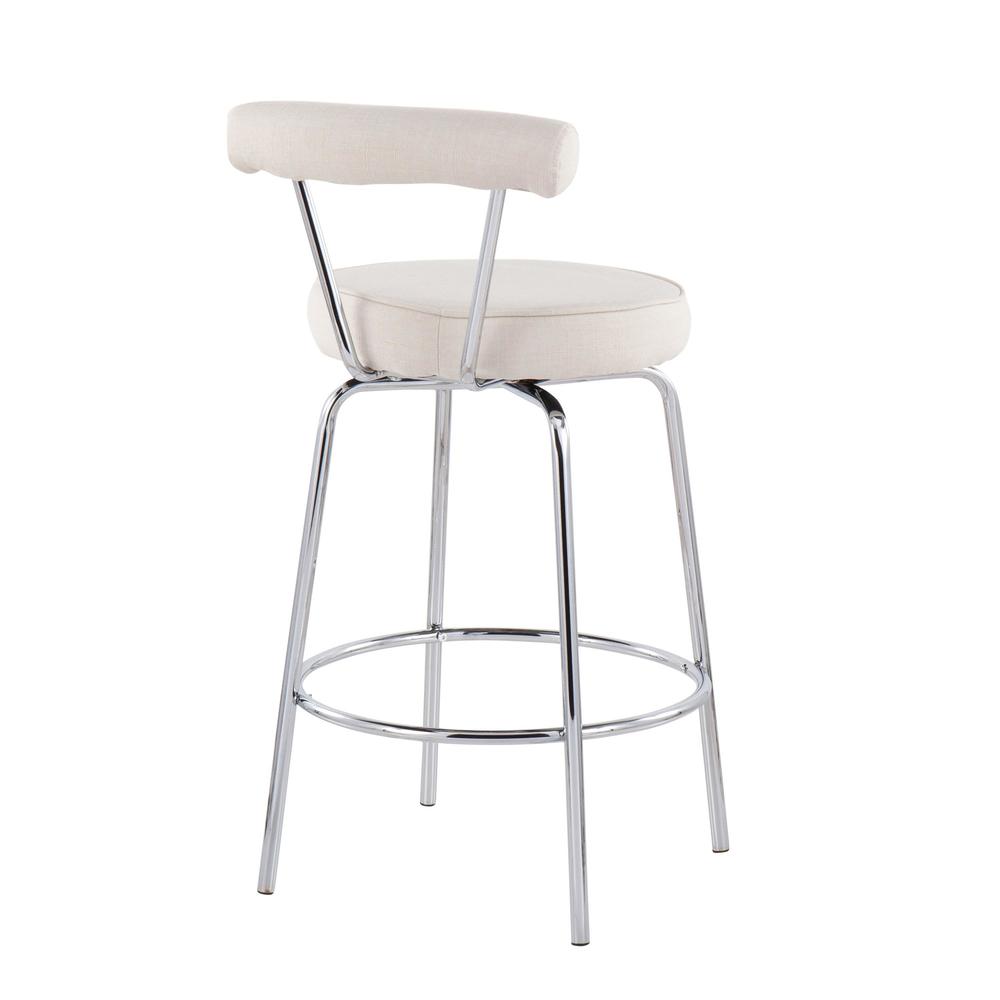 Chrome, Cream Fabric Rhonda Counter Stool - Set of 2