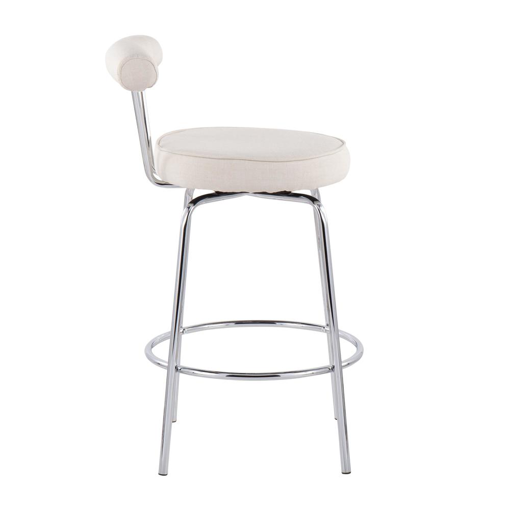 Chrome, Cream Fabric Rhonda Counter Stool - Set of 2