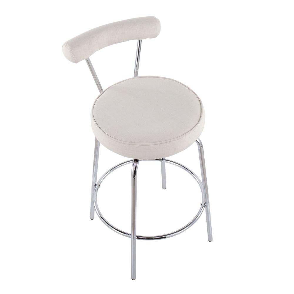 Chrome, Cream Fabric Rhonda Counter Stool - Set of 2