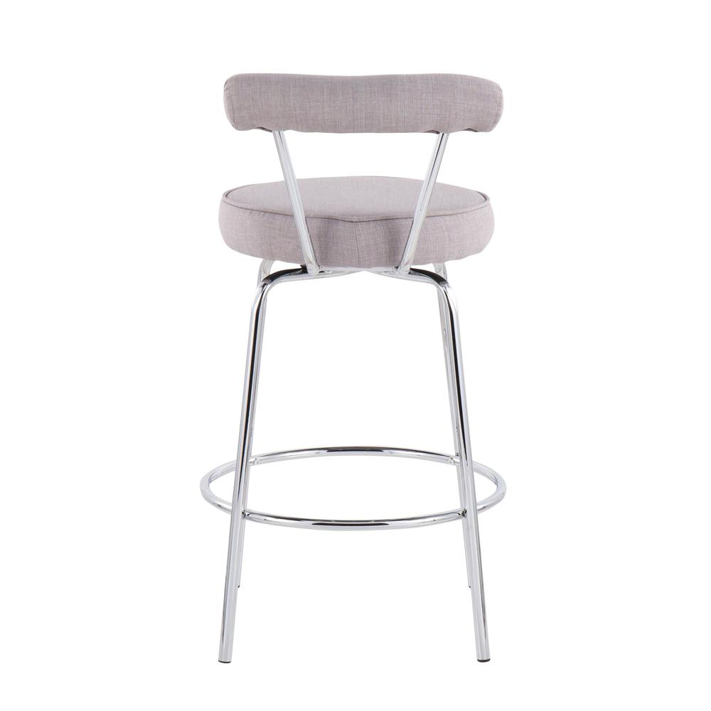 Chrome, Light Grey Fabric Rhonda Counter Stool - Set of 2