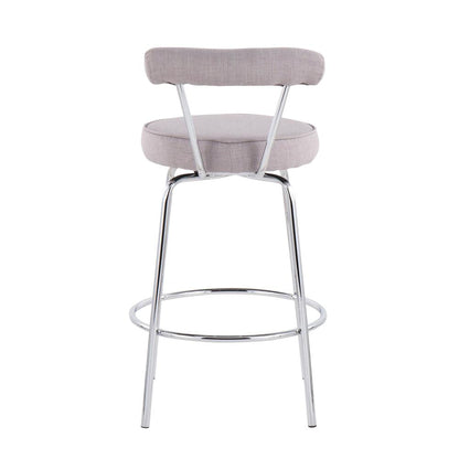 Chrome, Light Grey Fabric Rhonda Counter Stool - Set of 2