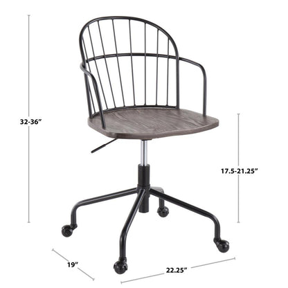 Black Metal, Dark Walnut Wood Riley Adjustable Office Chair