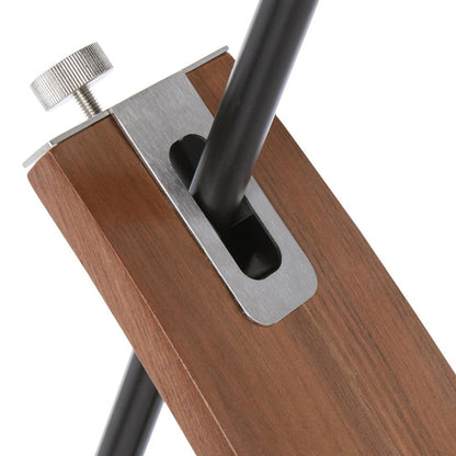 Walnut Wood, Black Metal, Black Linen Robyn Floor Lamp