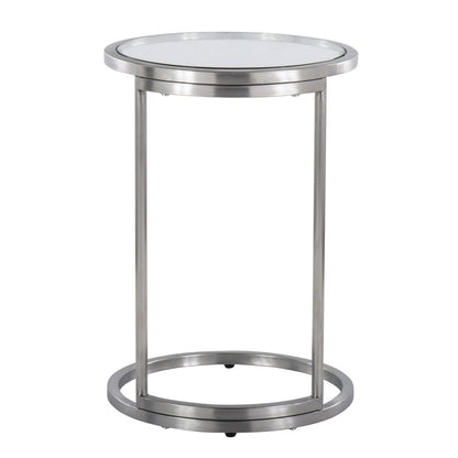 Stainless Steel, Clear Glass Round Zenn End Table