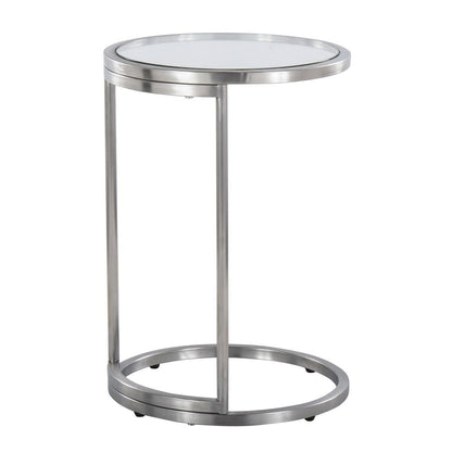Stainless Steel, Clear Glass Round Zenn End Table