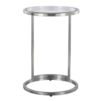 Stainless Steel, Clear Glass Round Zenn End Table