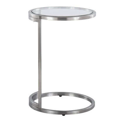 Stainless Steel, Clear Glass Round Zenn End Table