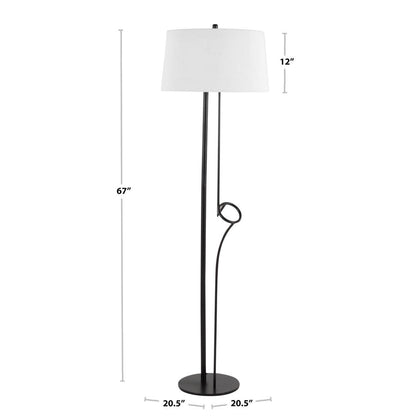 Black Steel, White Linen Shadow Floor Lamp