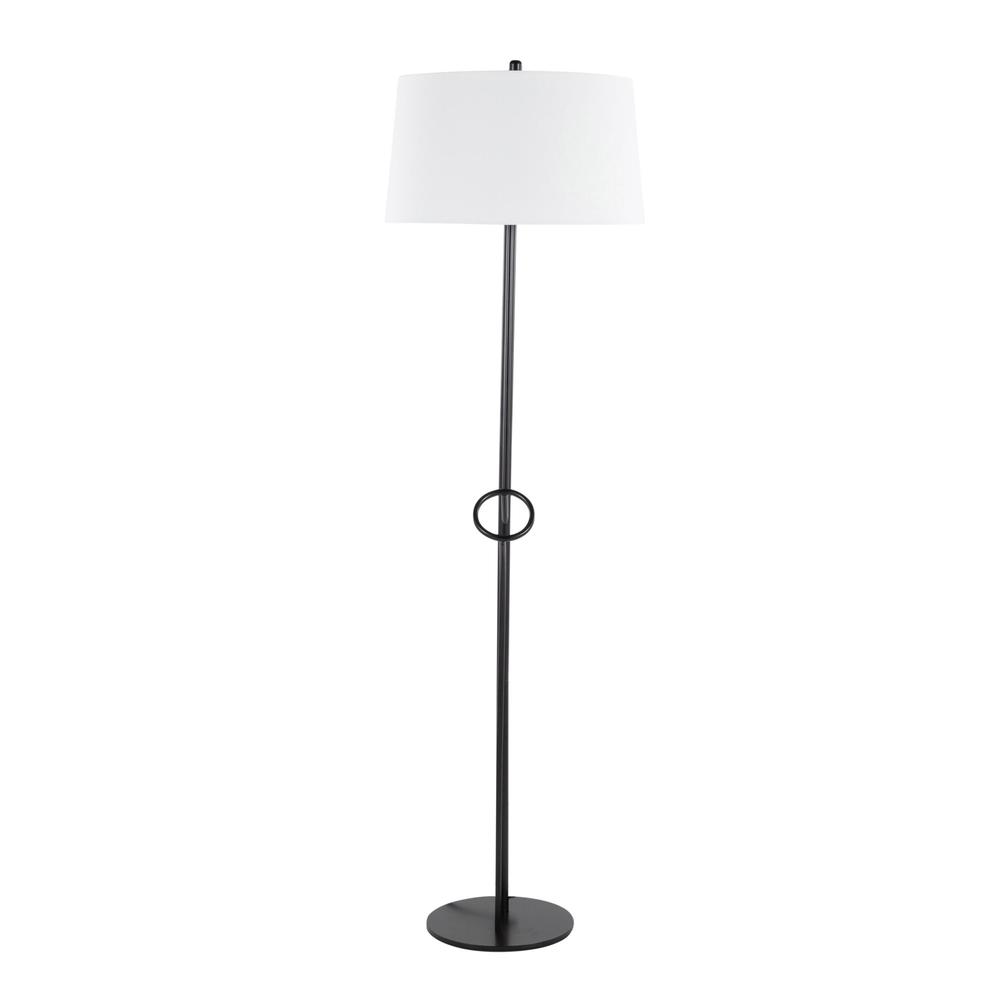 Black Steel, White Linen Shadow Floor Lamp