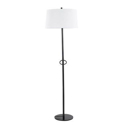 Black Steel, White Linen Shadow Floor Lamp