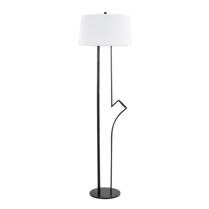 Black Steel, White Linen Shadow Floor Lamp