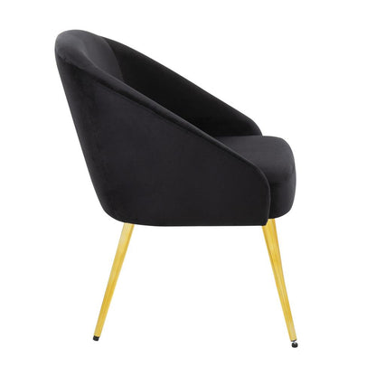 Gold Metal, Black Velvet Shiraz Chair