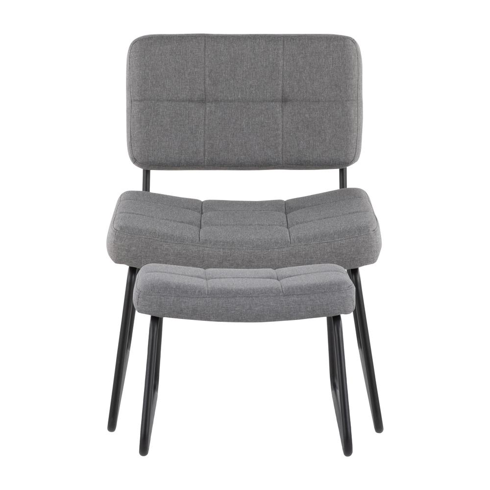 Black Steel, Grey Fabric Stout Lounge Chair + Ottoman