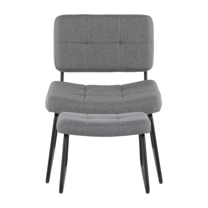 Black Steel, Grey Fabric Stout Lounge Chair + Ottoman