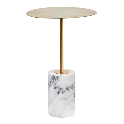 Gold Metal, White Marble Symbol Side Table