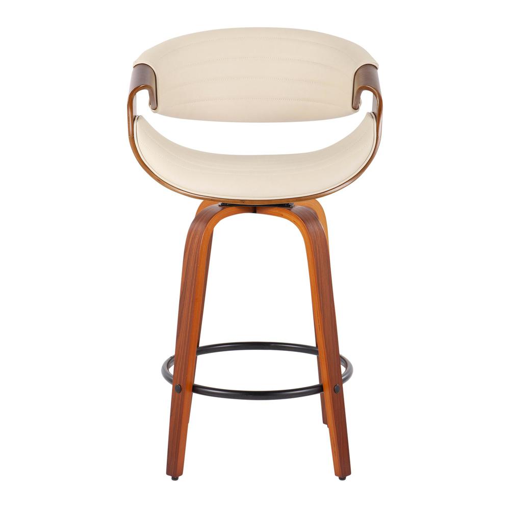 Walnut Wood, Cream PU, Black Metal Symphony Counter Stool - Set of 2