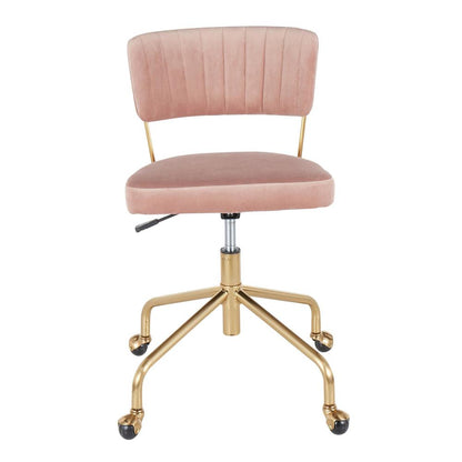 Gold Metal, Pink Velvet Tania Task Chair