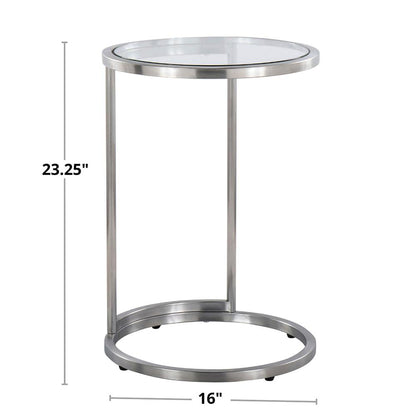 Stainless Steel, Clear Glass Round Zenn End Table
