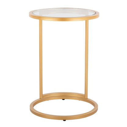Gold Metal, Clear Glass Round Zenn End Table