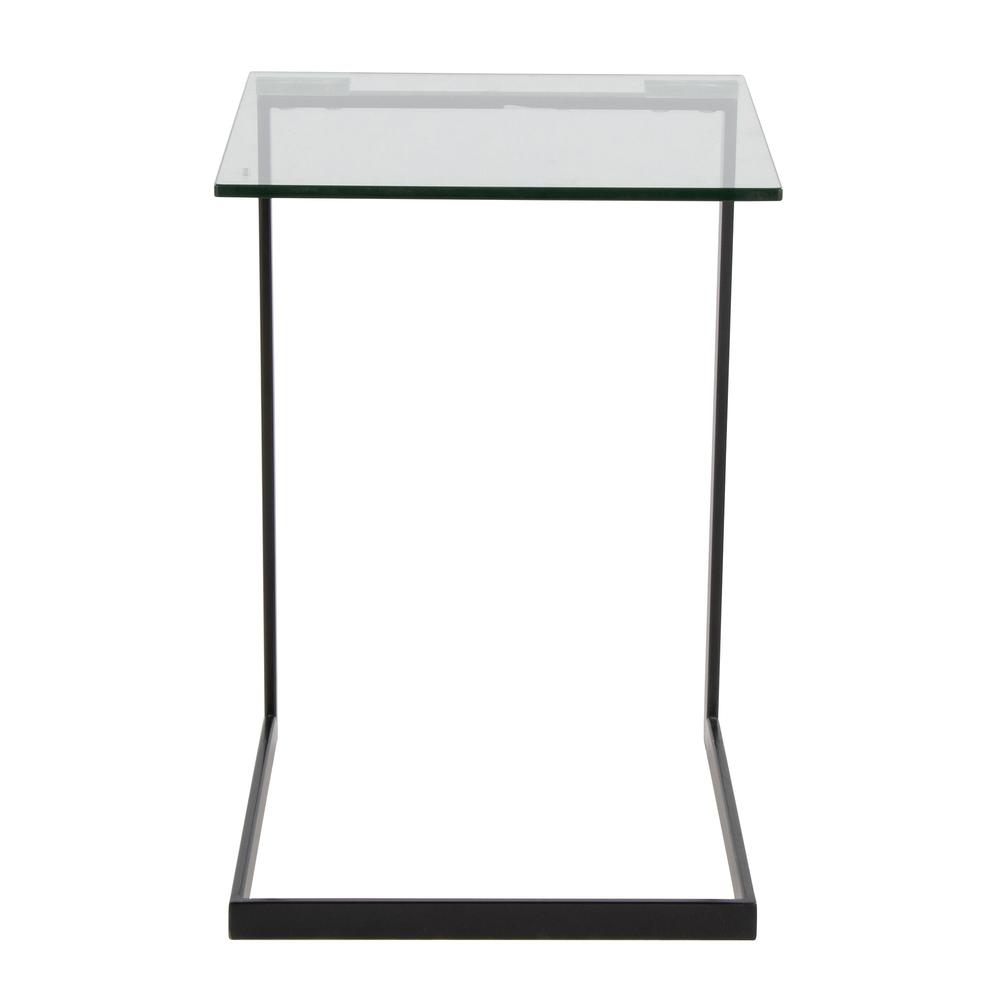 Black Metal, Clear Glass Zenn End Table
