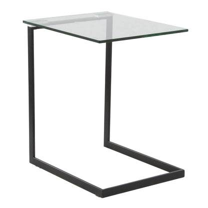 Black Metal, Clear Glass Zenn End Table