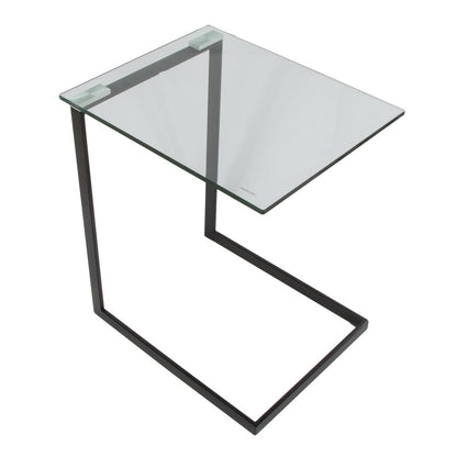 Black Metal, Clear Glass Zenn End Table
