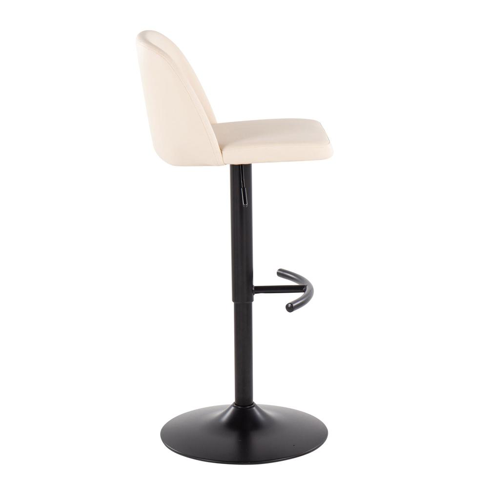 Black Steel, Cream PU Toriano Adjustable Bar Stool - Set of 2