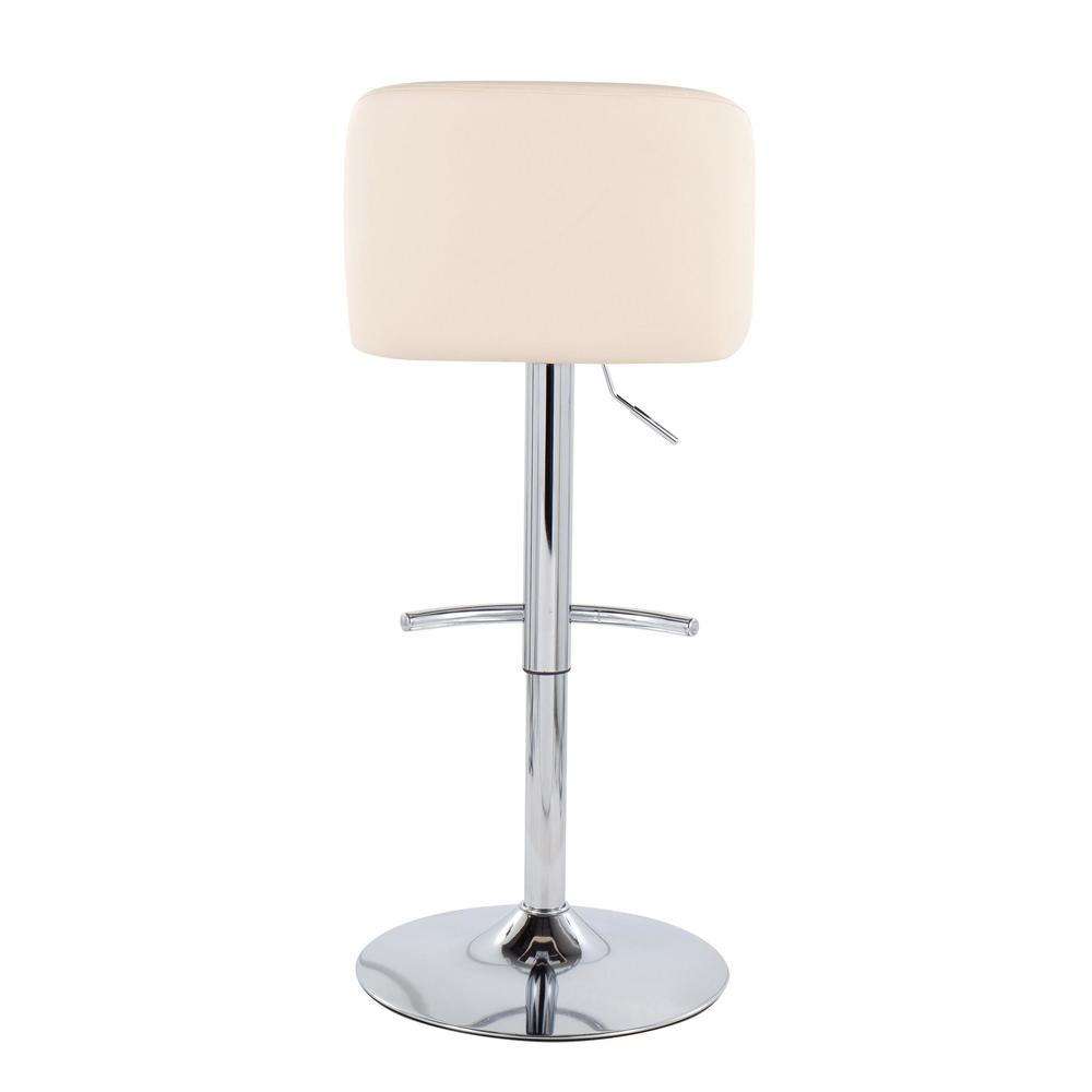 Chrome, Cream PU Toriano Adjustable Bar Stool - Set of 2