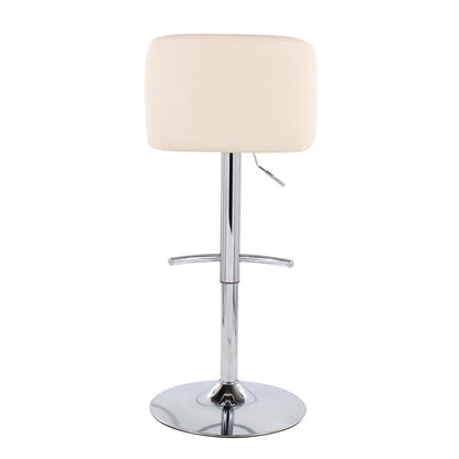 Chrome, Cream PU Toriano Adjustable Bar Stool - Set of 2