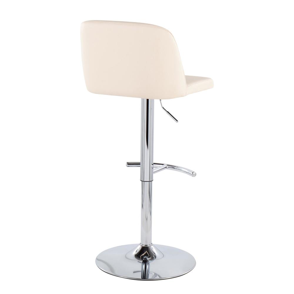 Chrome, Cream PU Toriano Adjustable Bar Stool - Set of 2