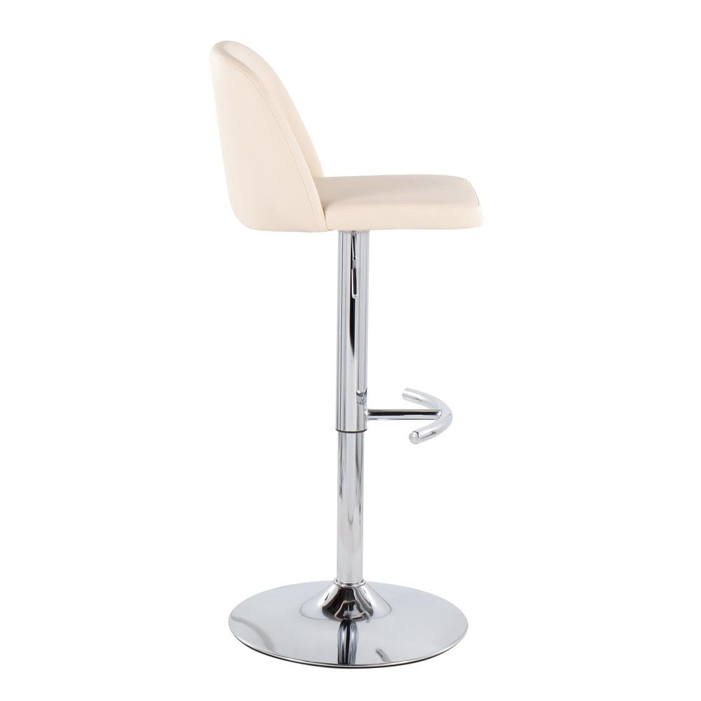 Chrome, Cream PU Toriano Adjustable Bar Stool - Set of 2