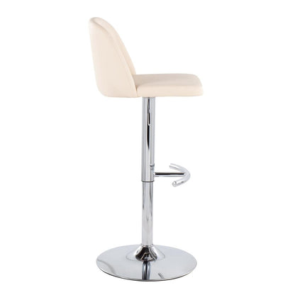 Chrome, Cream PU Toriano Adjustable Bar Stool - Set of 2