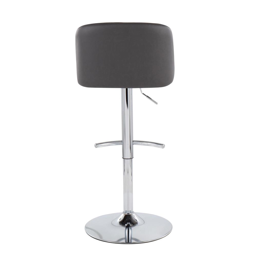 Chrome, Grey PU Toriano Adjustable Bar Stool - Set of 2