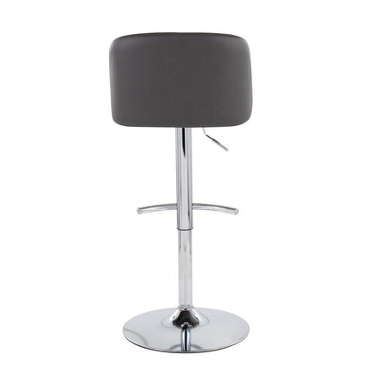 Chrome, Grey PU Toriano Adjustable Bar Stool - Set of 2