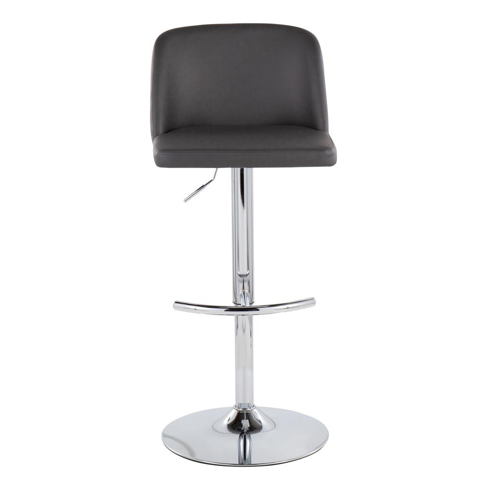 Chrome, Grey PU Toriano Adjustable Bar Stool - Set of 2