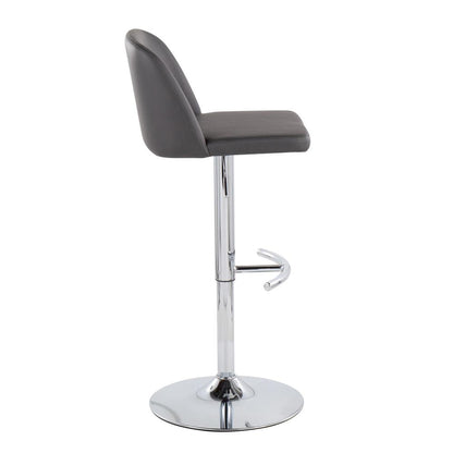 Chrome, Grey PU Toriano Adjustable Bar Stool - Set of 2