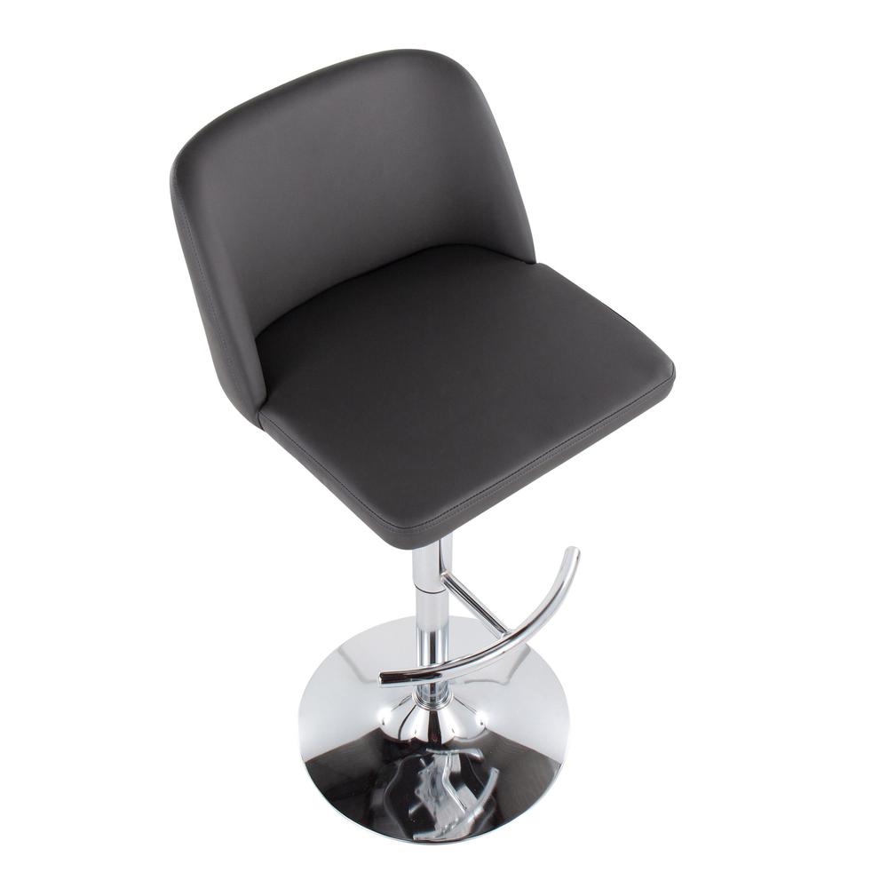 Chrome, Grey PU Toriano Adjustable Bar Stool - Set of 2