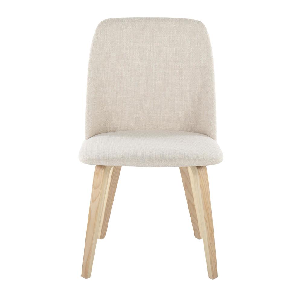Natural Wood, Cream Fabric Toriano Dining Chair - Set of 2